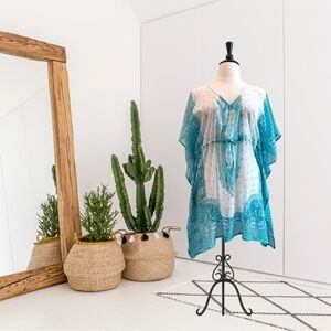 Creations Paisley Lightweight Semi-Sheer Kaftan Swim Cover